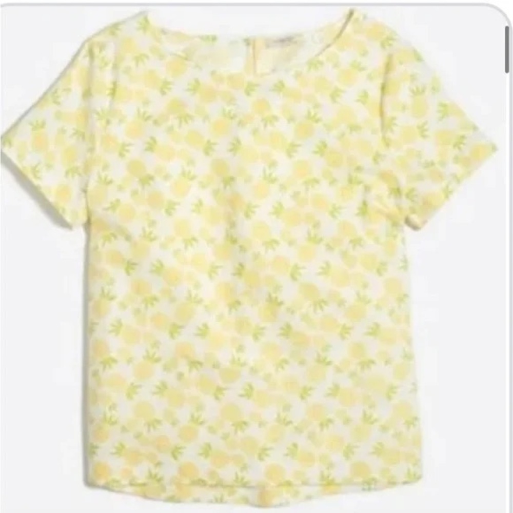 J. CREW Linen Short Sleeve Pineapple Top Blouse Shirt Madewell Medium